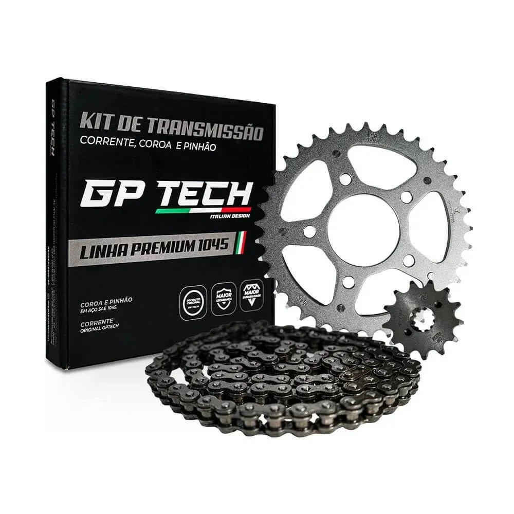 KIT DE TRANSMISSÃO E RELAÇÃO COMPLETO GP TECH (S/RETENTOR)